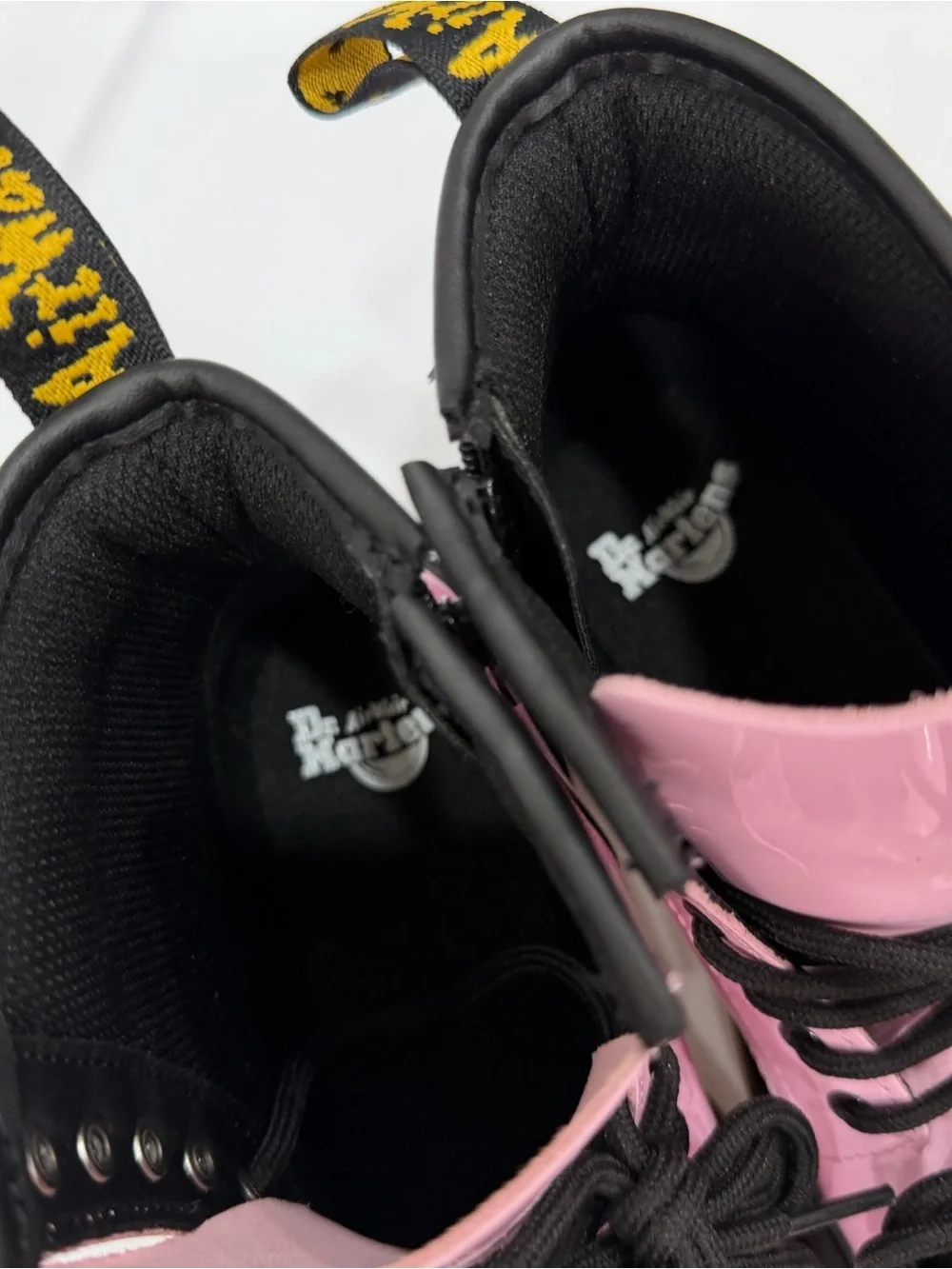 Dr. Martens Pink Patent Boots with Black New Size 13